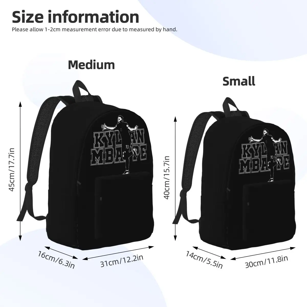 Soccer Mbappe Km Logo Sport Lover Backpack for Men Women Cool Student Work Daypack Laptop Canvas Bags Sports