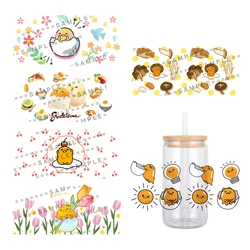 Yello Yolk Egg Sanrio Gudetama Pattern UV DTF Transfer Sticker Waterproof Transfers Decals For 16oz Glass Cup Wrap Stickers