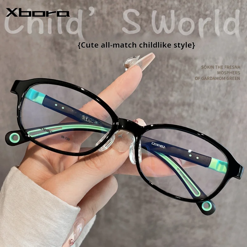 

Xbora Teenage Glasses Frame for Boys and Girls Kids Eyeglasses Flexible Quality Eyewear Protection Vision Correction CZ1018ET