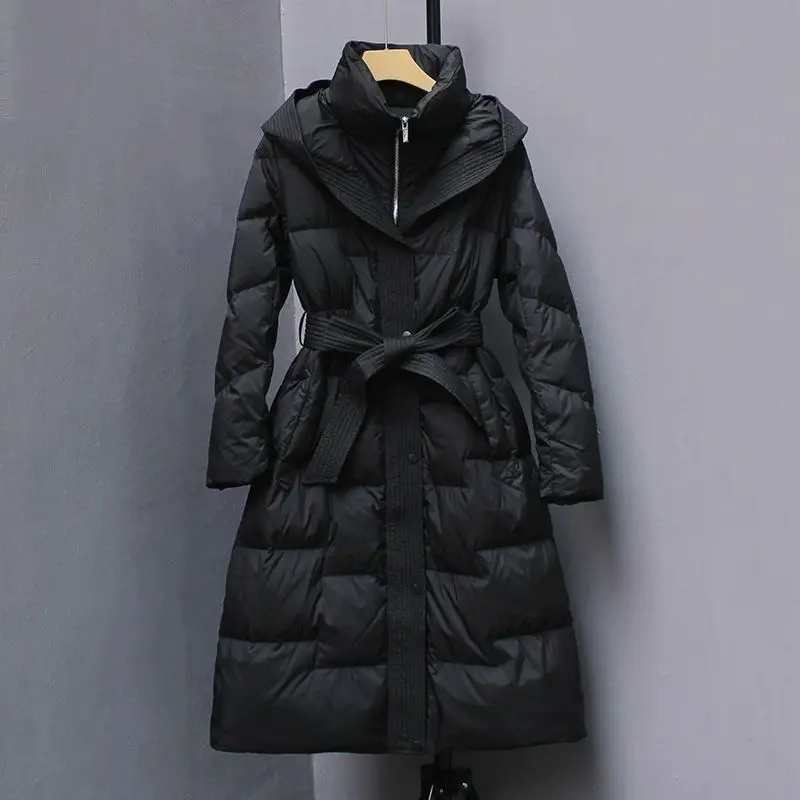 2024 Winter New Thickened Knee-length Down Cotton Clothes, Waist and Thin Jackets, Enlarged Cold-proof Jackets To Keep Warm