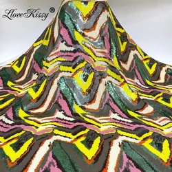 New Stretch Mesh Embroidered Colorful Zebra Pattern 5MM Sequin Fabric DIY Sewing Women's Skirt Party Dresses Width 125CM