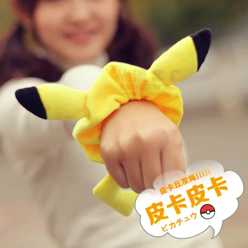 Corbata de pelo de Pikachu de Anime de Pokémon para mujer y niña, banda de goma elástica, accesorios para el cabello, regalo para niños