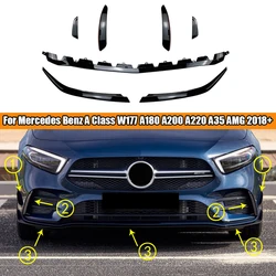 Front Bumper Diffuser Side Splitter For Mercedes Benz A Class W177 A180 A200 A220 A35 AMG 2018+ Replacement Spoiler Lip Canards