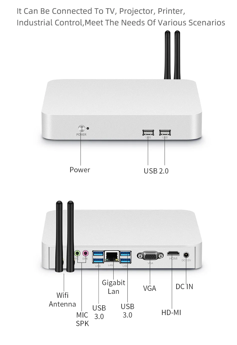 Imagem -05 - Mini Fanless Intel Celeron Desktop Computador Pessoal Htpc Core i5 9300h Lan 16 gb de Ram Vga hd Linux Ubuntu 1037u N5095 N4000