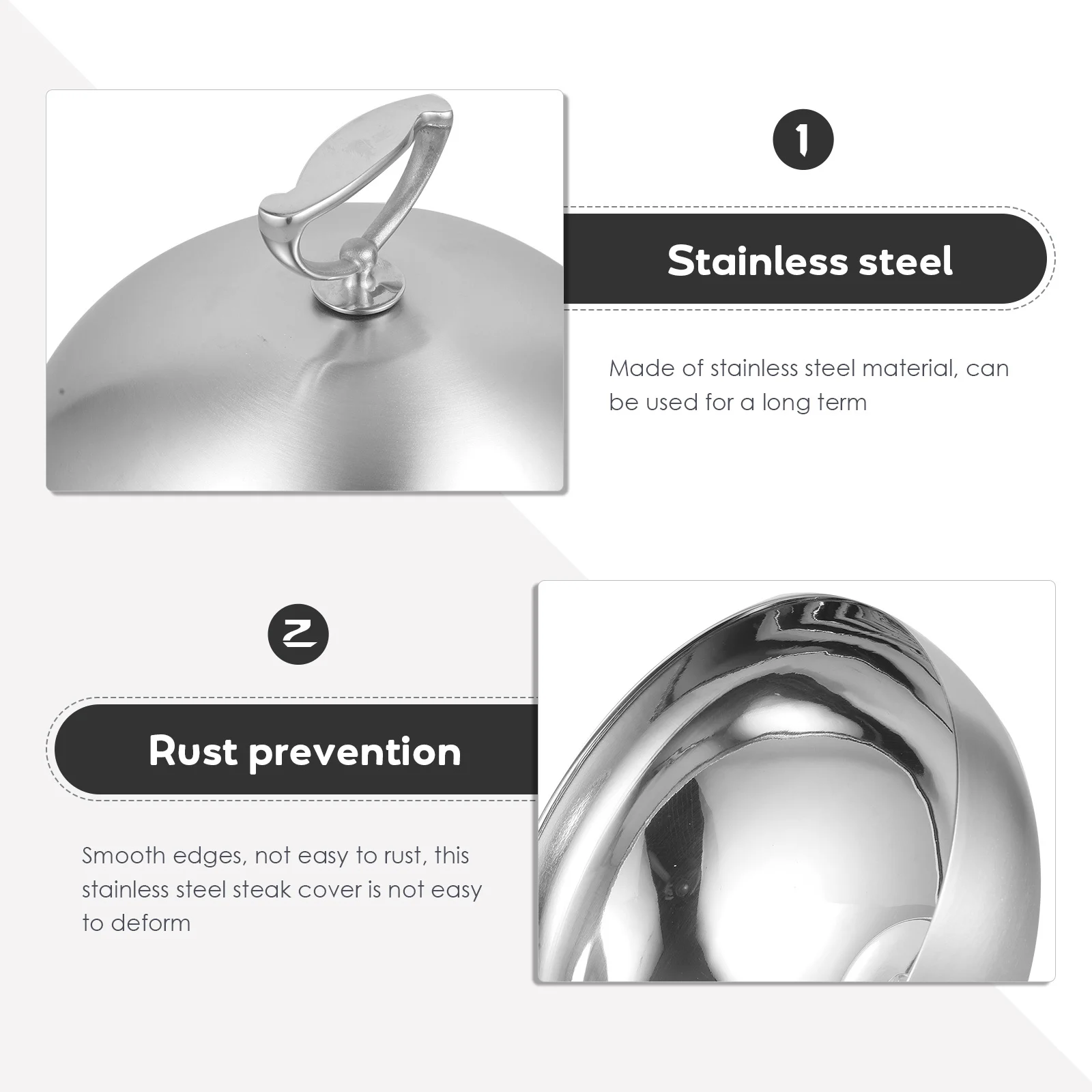 

Stainless Steel Food Dome Cover Easy Clean Anti-Splash Bbq Kitchen Plate Lid Food Dome Stainless Steel Cover