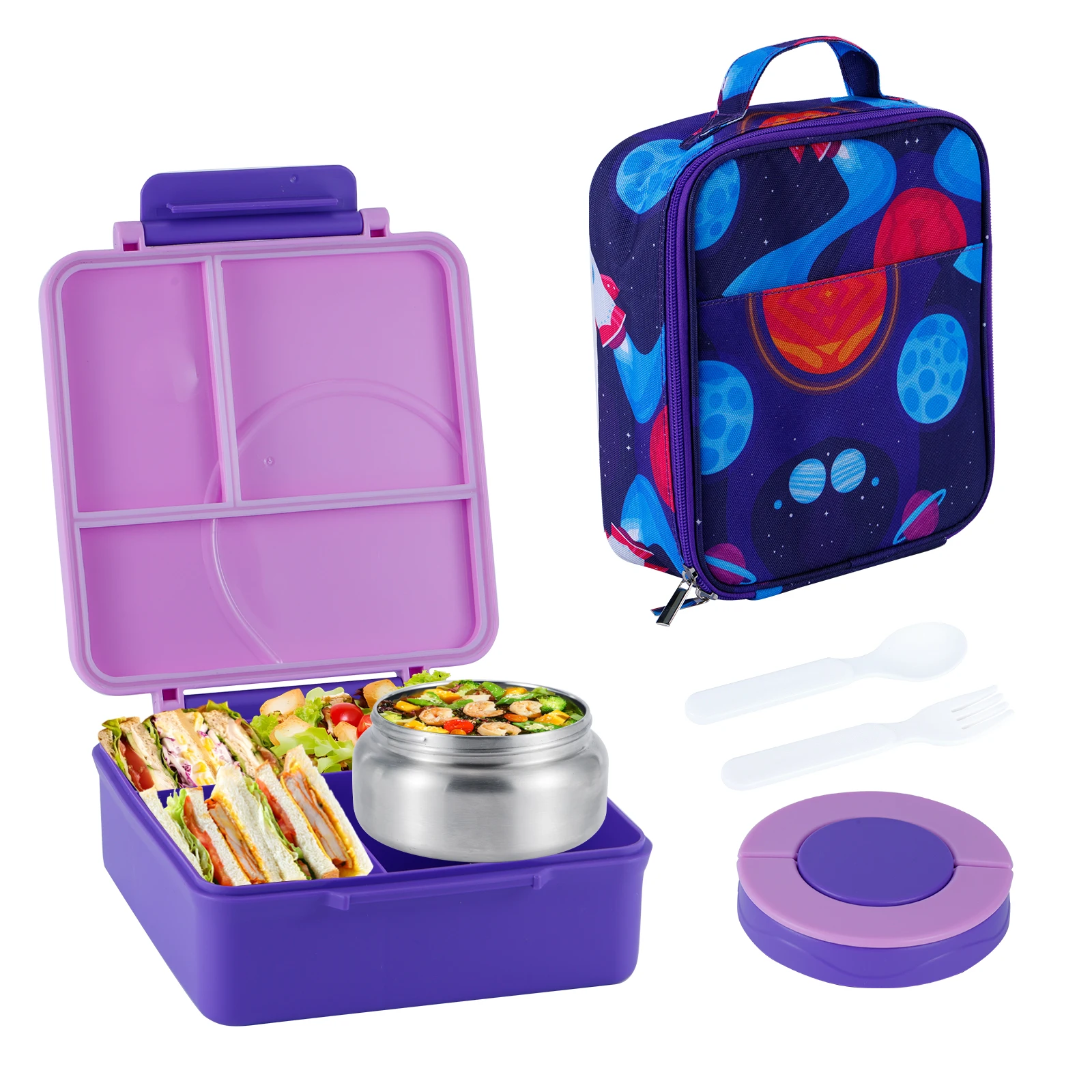 Bento Lunch Box Set With Insulated Food Jar & Themed Lunch Bag, Leak-Proof, BPA-Free