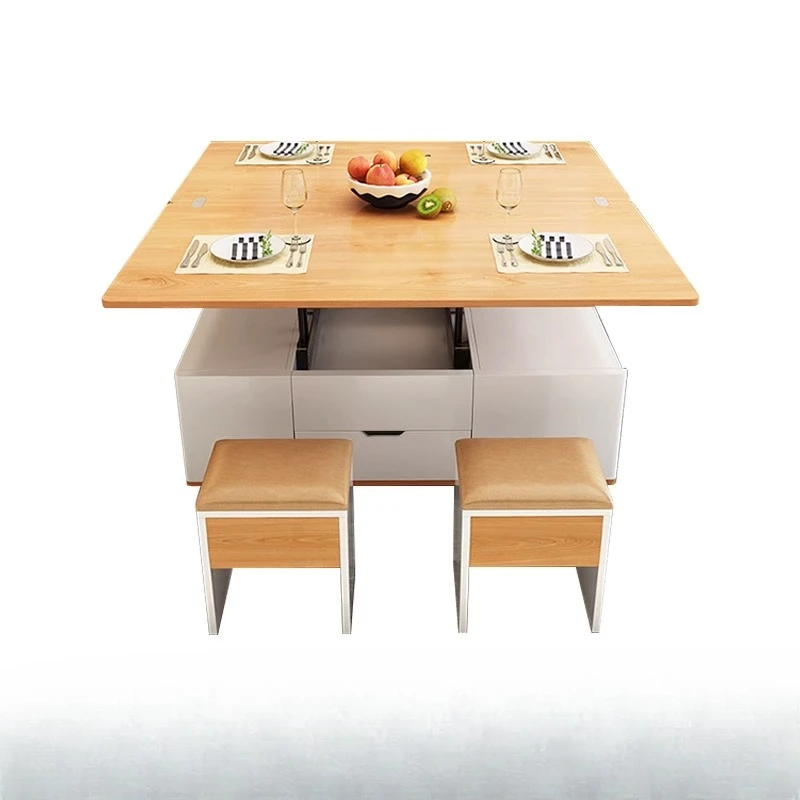 

The new multi-functional rock slab lifting coffee table and dining table are integrated