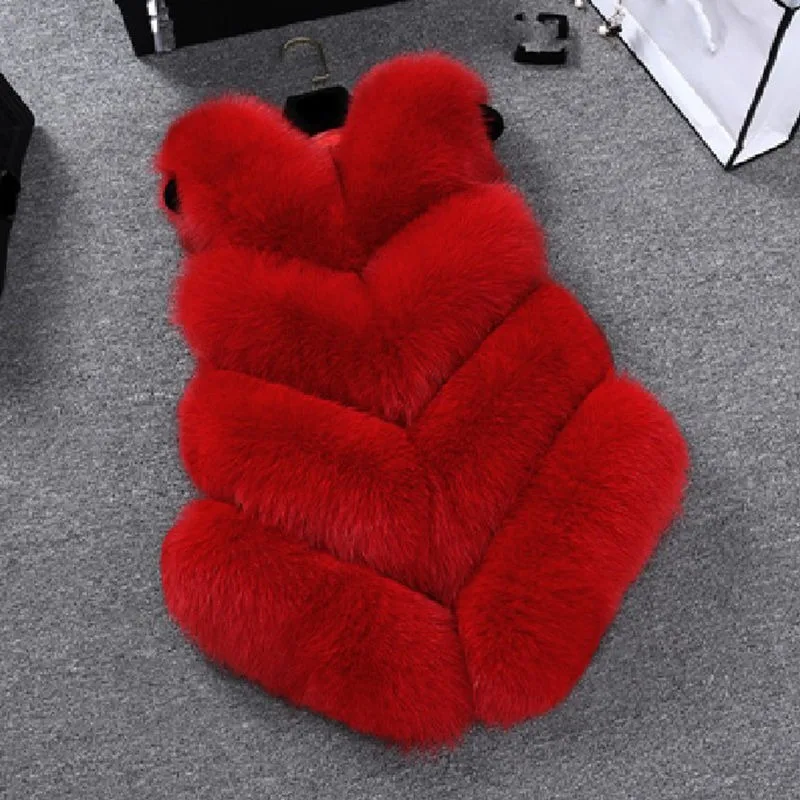 جديد 2025 صدرية نسائية من الفرو قصيرة للخريف والشتاء سترة شعر ثعلب تقليد دافئة سترة نسائية برقبة على شكل حرف v سترة ماو ماو المد #5