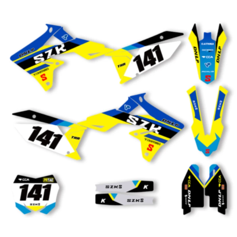 

DSMTECH MOTO Custom Team Motorcycle Graphics Background Decal Stickers Kit For SUZUKI RMZ450 2018 2019 2020-22 RMZ250 002