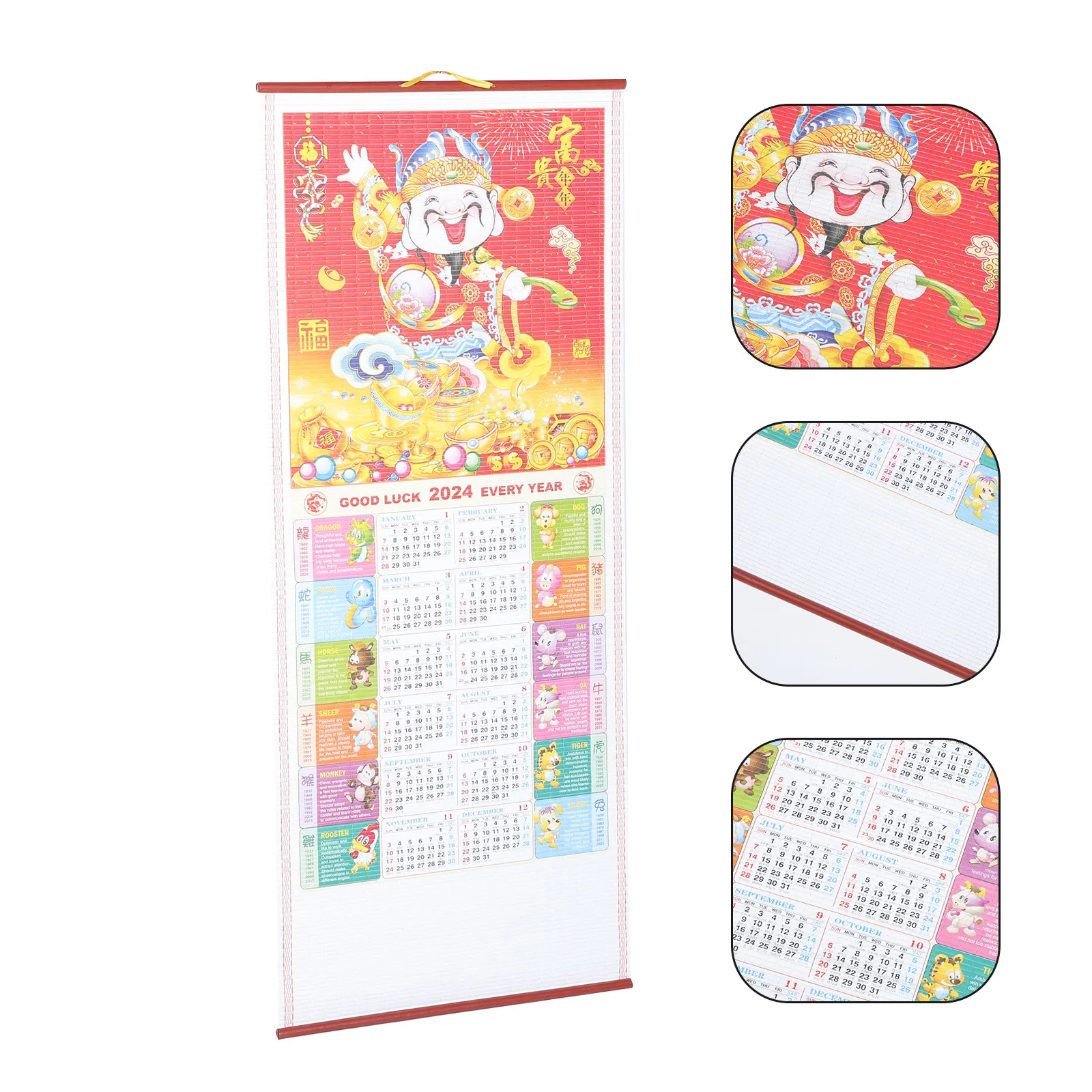 

Подвесной календарь китайского зодиака на 2024 год, традиционный настенный календарь для дома и офиса, планировщик на 2024 год, настенные календари на 2024 год