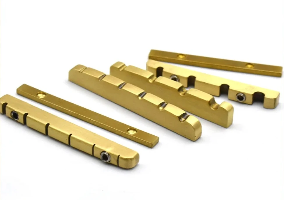 

10Pcs 4/6 Strings Brass Electric Guitar Bass Briddge Nut 42MM/42.5MM/38MM Split Regulation Nut Replacement Parts