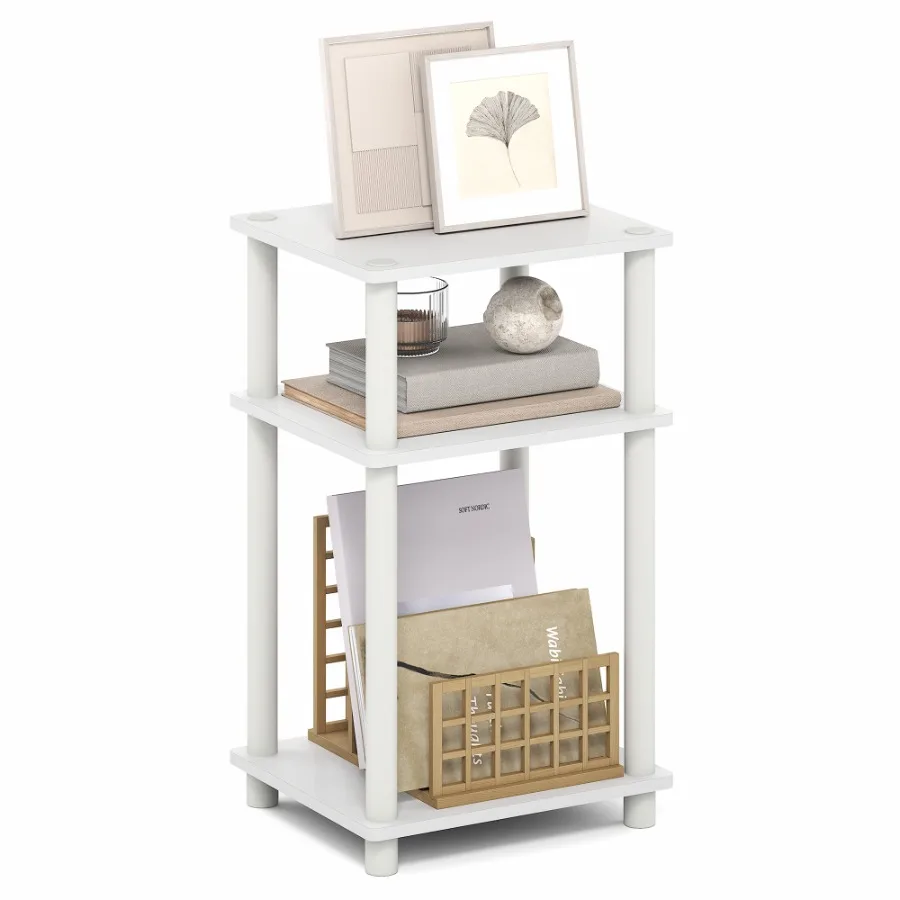 TURN-N-TUBE 3-Tier End Table Night Stand in White