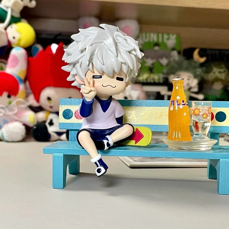Niedliche Chibi Killua Zoldyck Hunter x Hunter Katzenfigur Anime Mini-Statue Desktop-Ornament Sammlerstück Modell Lieblicher Geburtstagsgeschenk