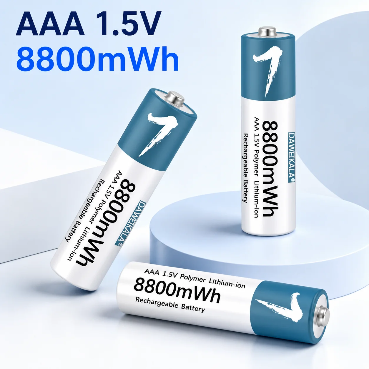 8800mWh AAA 1.5V Rechargeable Lithium-Ion Battery for Remote Control Mouse Small Fan Electric Toy Use