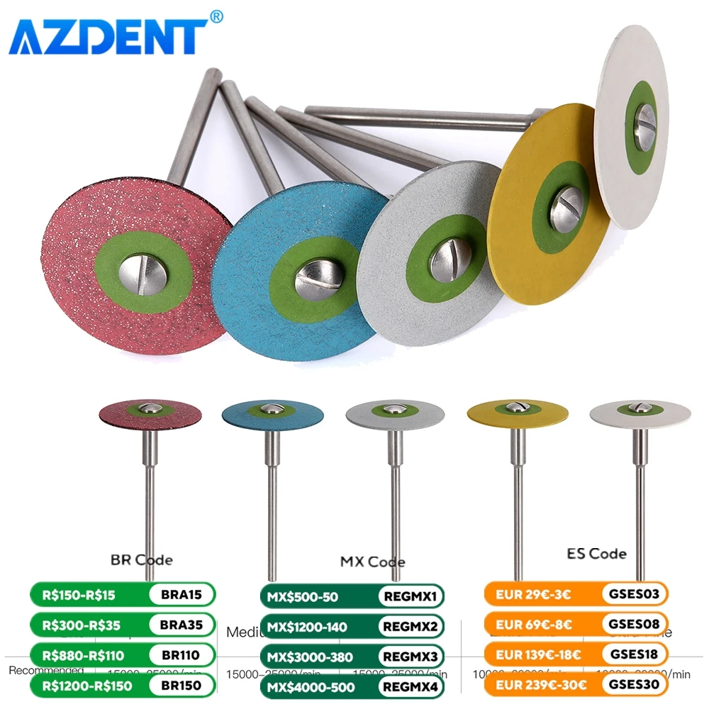 AZDENT Dental Rubber Diamond Polisher Polishing Wheel Disc Grinder for Zirconia Porcelain Workpiece Dentistry Tool Lab