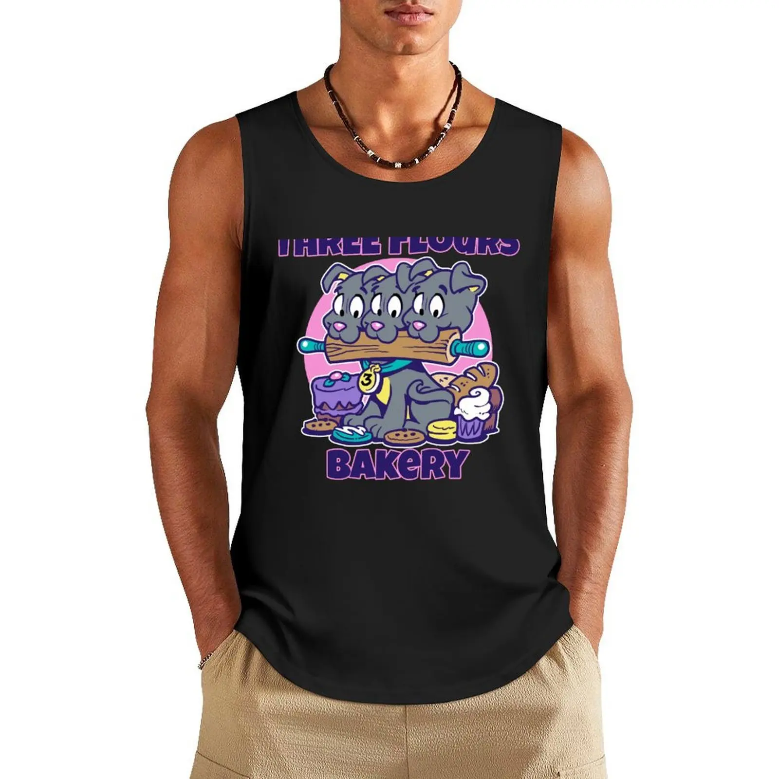 

THREE FLOURS BAKERY Tank Top summer Men's tops Muscle fit Top summer