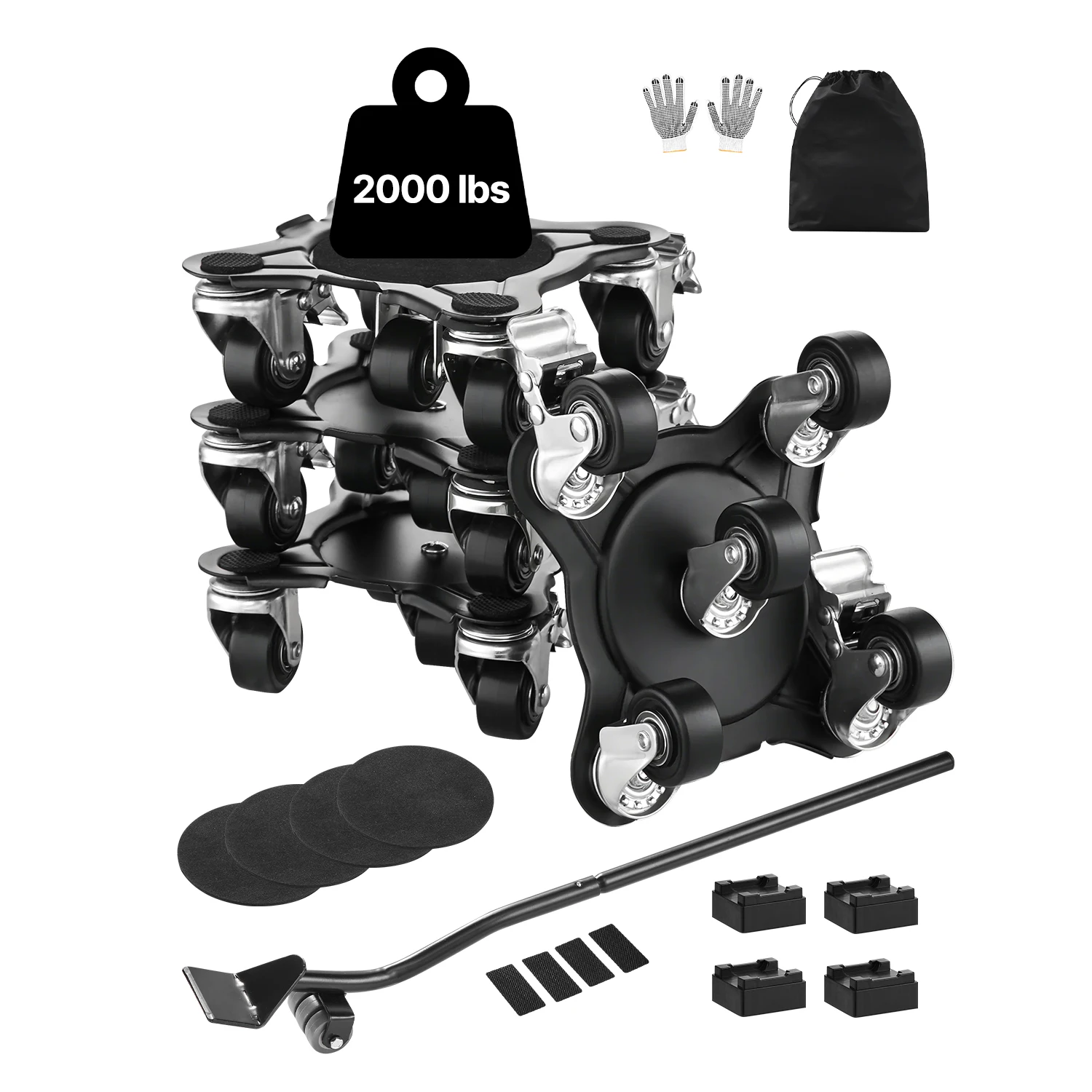 

SucceBuy 4pcs Furniture Dolly Movers with Carbon Steel Panel Fridge Sofa Lift Slider Tool Set for Home Appliance Washing Machine