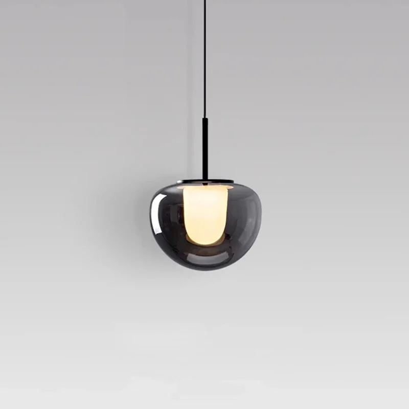 

Nordic postmodern designer art model room bedroom headboard simple colored pendant light