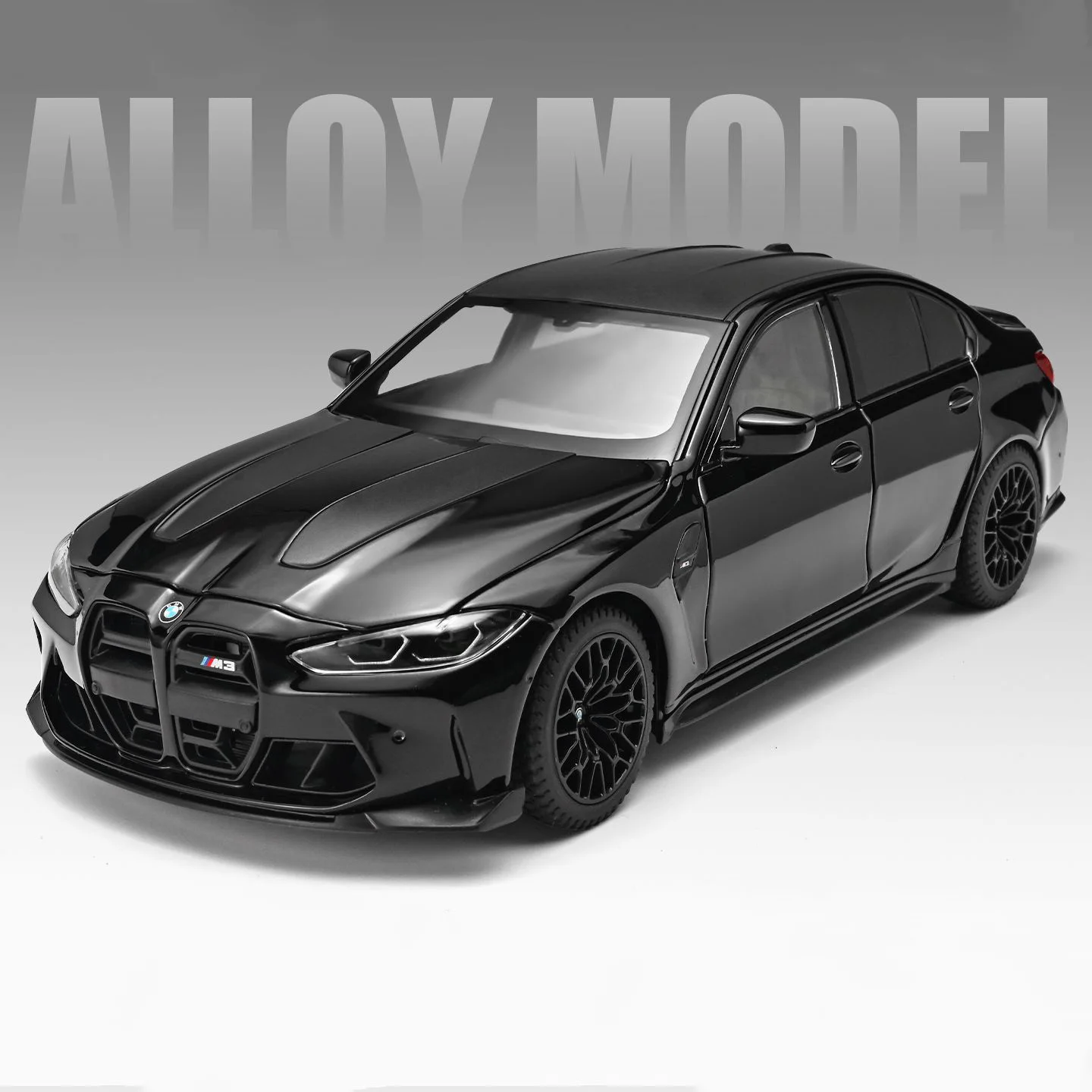 1:24 BMW M3 G80 Coupé Alloy Sportwagenmodel Die-cast Metal Raceauto Voertuigmodel Hoge Simulatie Geluid en Licht Kindercadeaus