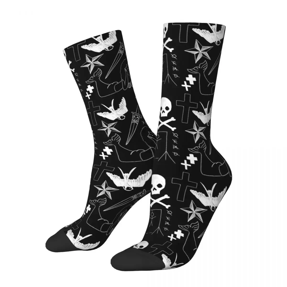 

OFMD Blackbeard Tattoos (White) Socks Harajuku High Quality Stockings All Season Long Socks Accessories for Birthday Present