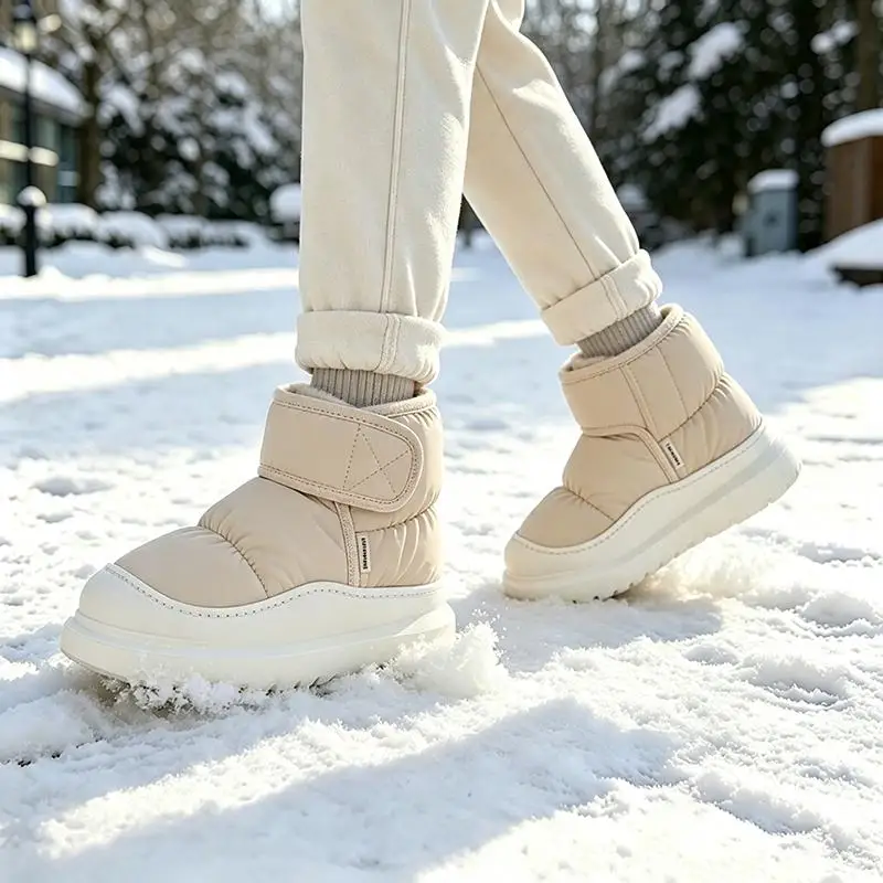 Rutschfeste, dicke Winterstiefel für Damen 2026, Übergrößen, warme Plüsch-Knöchelstiefel, wasserdichte Baumwollschuhe für Paare – Detail 4