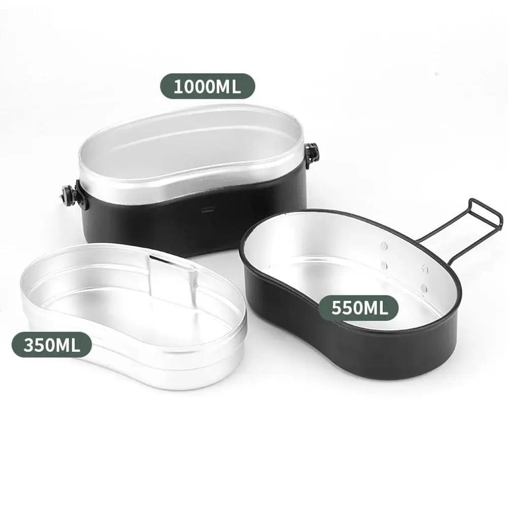 Mess Aluminum Canteen Cup, Non-Stick Camping Cookware Set German Tin 1 in Person, Set, Backpacking Cooking Kit Military, 1 3 for