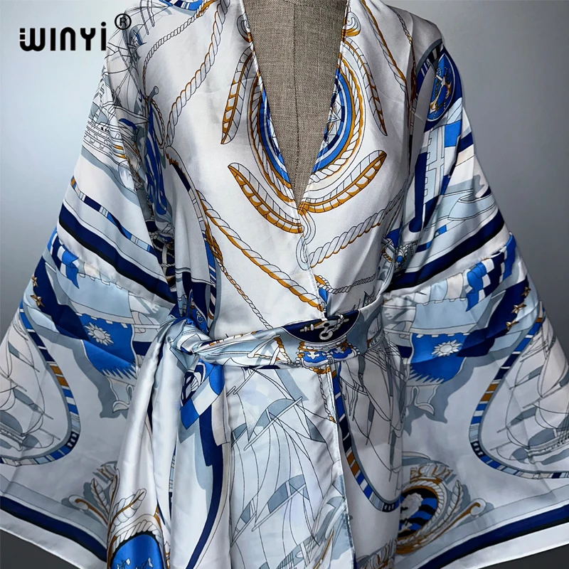 WINYI verano BOHO estampado playa cubrir mujeres africanas boho Cardigan vacaciones boho ropa sexy Kimono vestidos para mujer