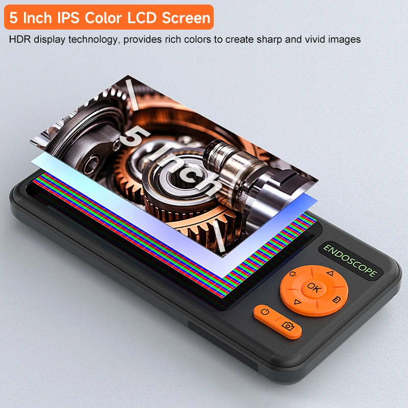 5'' IPS Screen Endoscope Camera HD1080P Single Dual Triple HD1920P 5.0MP Autofocus Lens USB Pipe Inspection Borescope Take Photo image 2