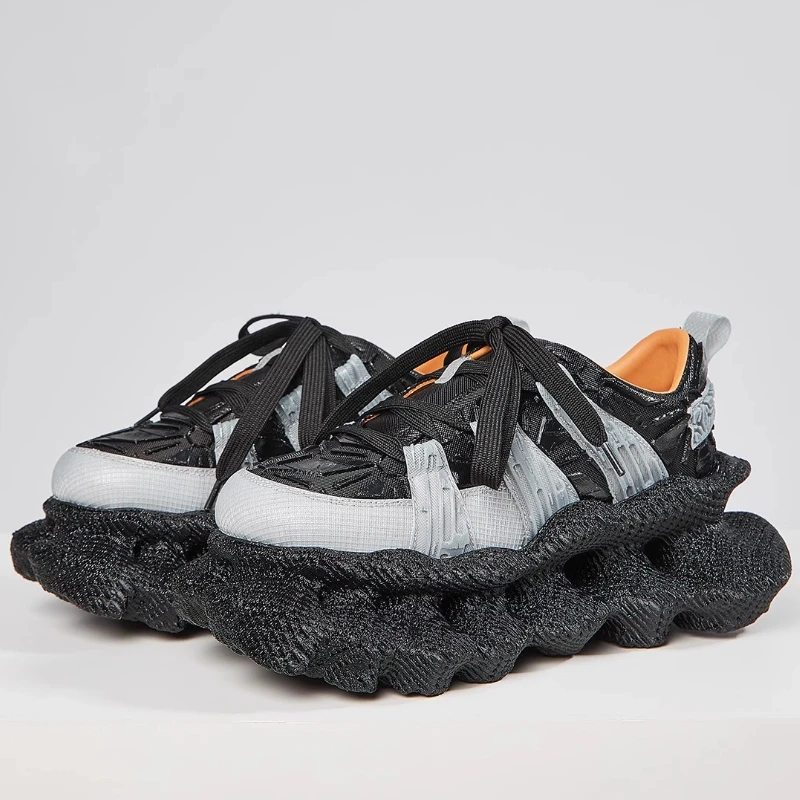 Original 3D Printing Design Thick Soled Shoes for Men's and Women's 6.5cm Genuine Leather Couple's Casual Height Increase Shoes