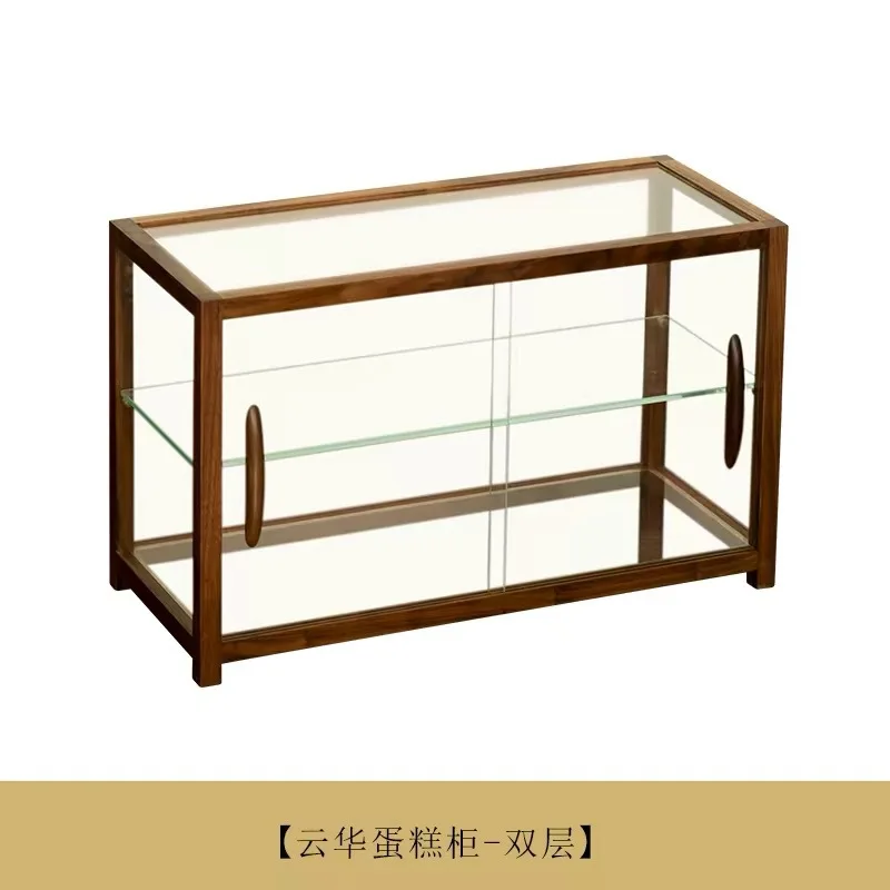 Solid wood glass display cabinet Dessert bread cake coffee shop tea cup tableware figure toy display storage cabinet