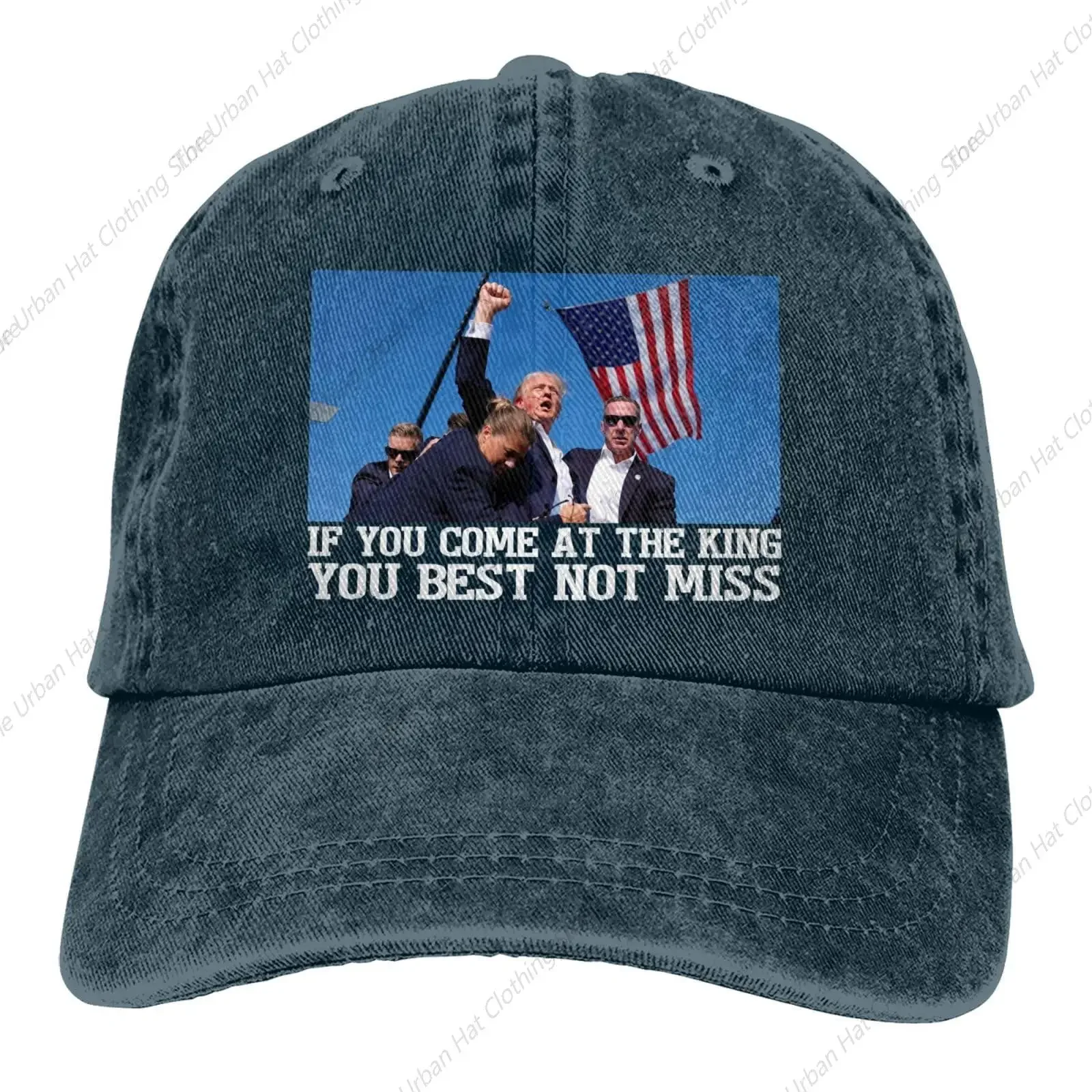 Shooting Makes Me Stronger Trump 2024 Unisex Baseball Cap Assassination Attempt Distressed Wash Washed Hats Cap Vintage Outdoor