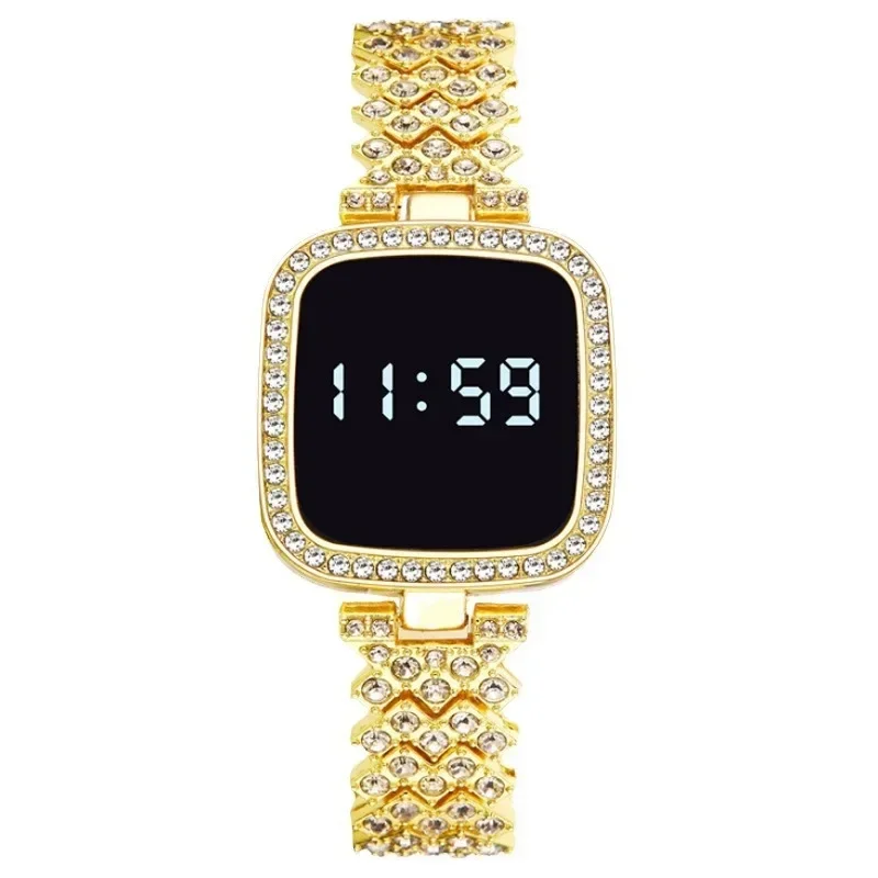 Women Digital Watch Set FREE Bracelet Square LED Ladies Watch Alloy Student Girl Touch Fashion Electronic Women's Watch