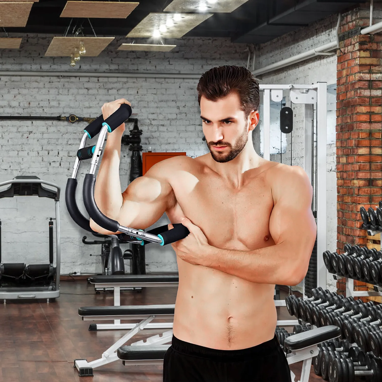 Adjustable Resistance Stainless Steel Chest And Arm Trainer For Detachable Home Gym Equipment Fitness Tool For Upper Body Muscl