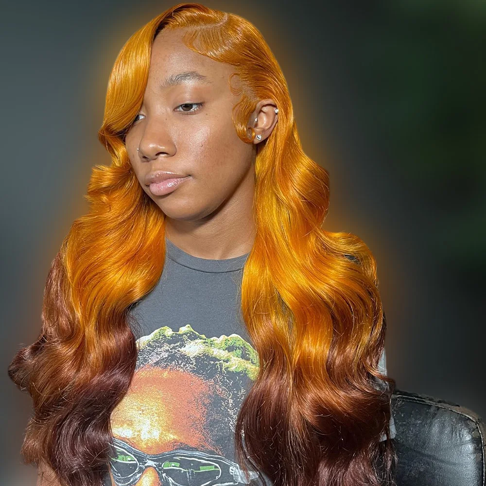 

Ginger/Brown 13x6 Body Wave Lace Front Human Hair Wig For Women Blonde Colored 100% Human Hair Wigs Pre Plucked Lace Frontal Wig