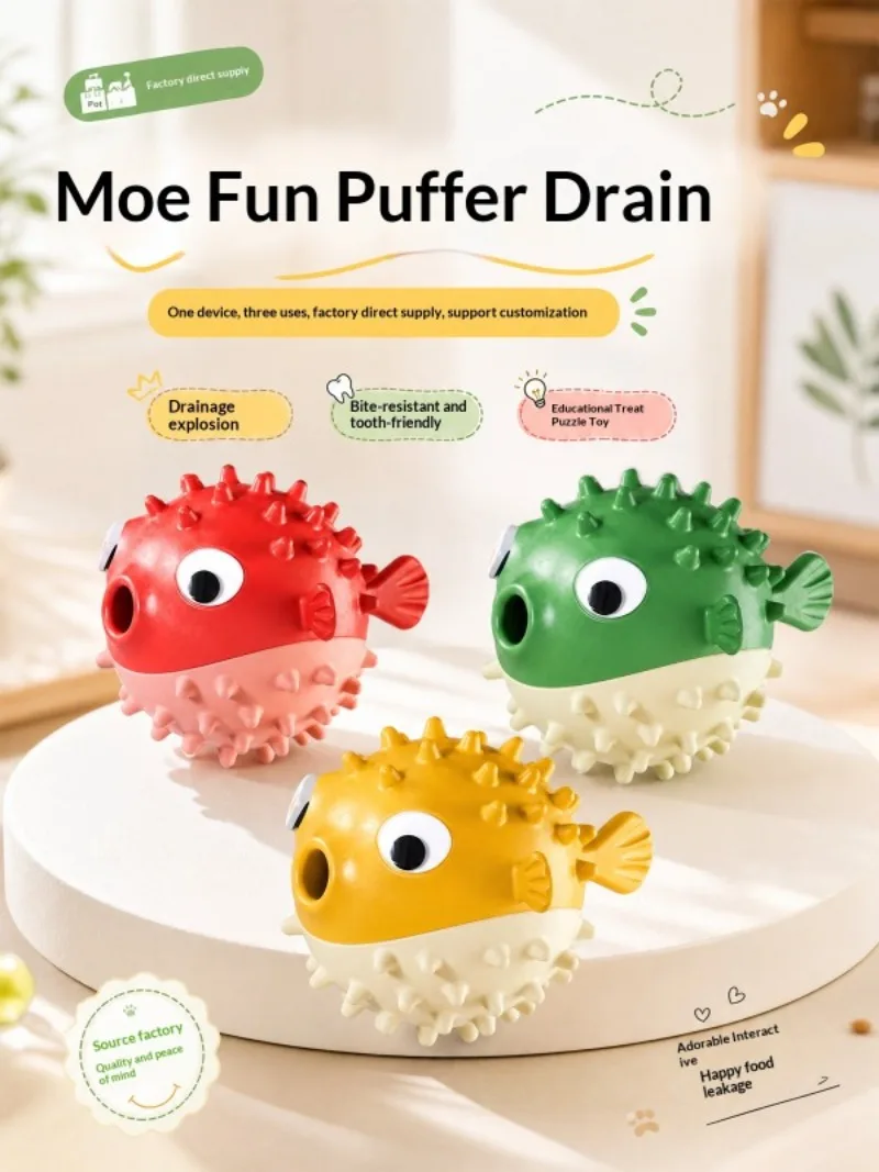 Hüpfender Fisch Hundespielzeug Leckball für Hunde und Katzen, Slow Feeder Puzzle-Spielzeug, Interaktives Selbstspielzeug zur Langeweile-Linderung, Leckerli-Spender für Haustiere – Detail 1