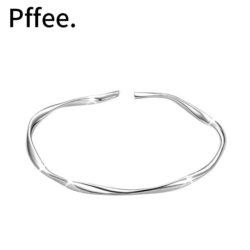 925 Sterling Silver Real Certified Mobius Bangle For Women Cuff Bracelet Luxury Designer Jewelry Korean Lady Girls Bracelets