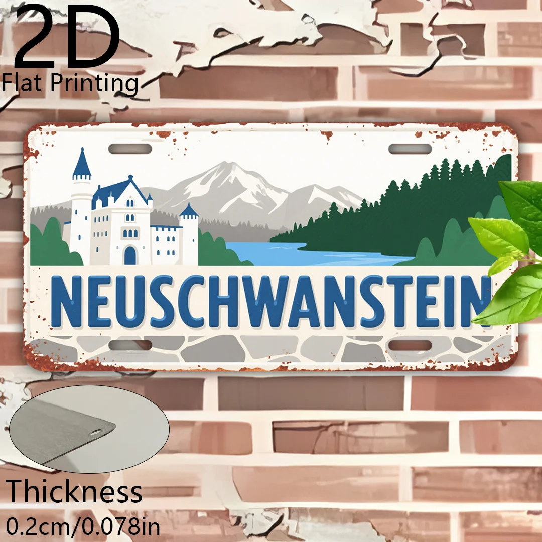 2D Flat, 2D Flat - 1pc Packaging, 2D Flat Printing, Vintage Sign, Decorative Plaque And Ornament (15.24cm X 30.48cm), Neuschwans