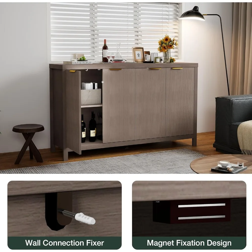 خزانة جانبية للتخزين مقاس 55 بوصة مع بوفيه وبار النبيذ تتميز بالمطبخ والمدخل وغرفة المعيشة #5