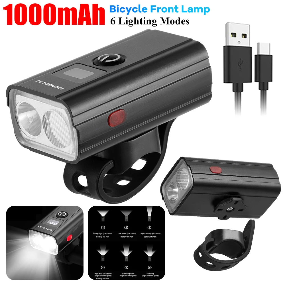 

LED Bicycle Front Light 6 Modes MTB Flashlight Digital Bicycle Front Lamp Rechargeable Bicycle Headlight Cycling Accessories