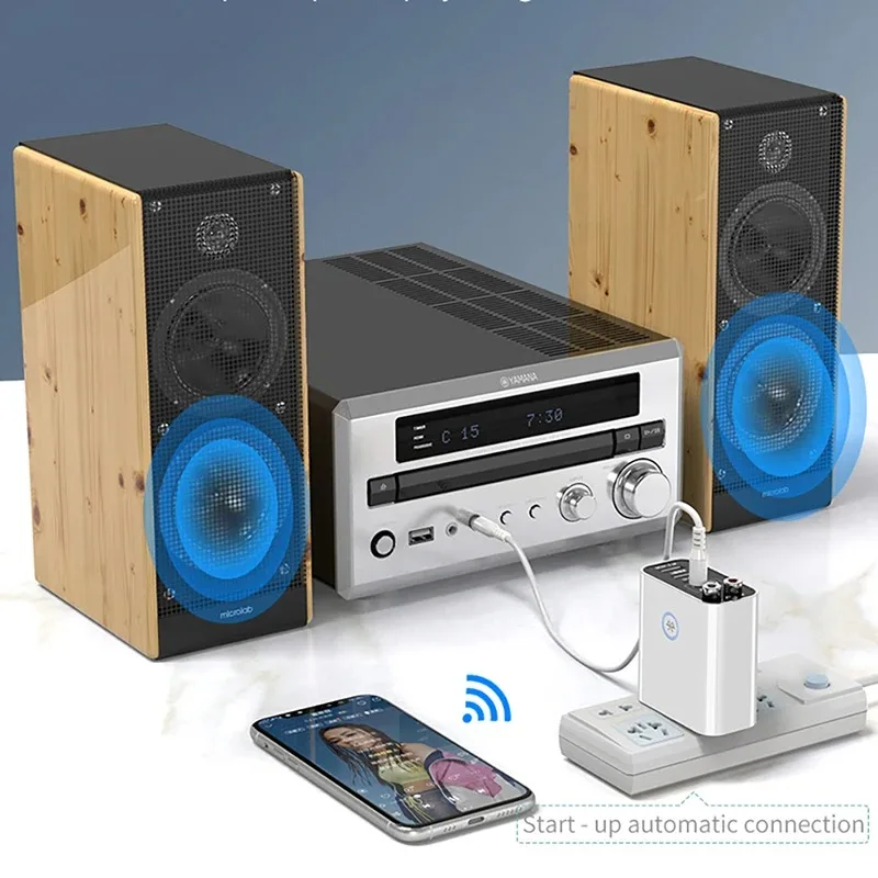 بلوتوث 5.3 استقبال الصوت الارسال ستيريو محول لاسلكي TF/U القرص تشغيل شحن USB سريع لسماعة الرأس التلفزيون IR APP التحكم