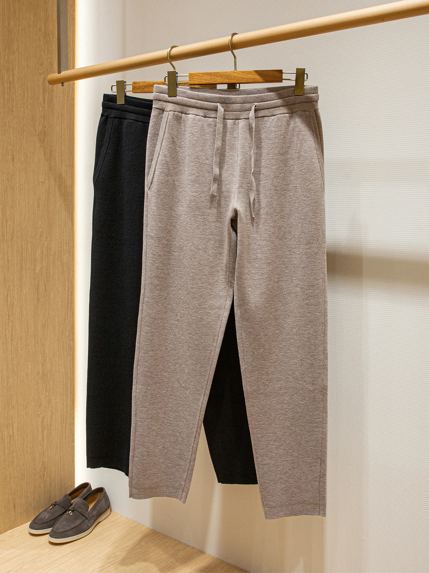 Feriolo double-sided fabric wool-blend old-money knitted slacks