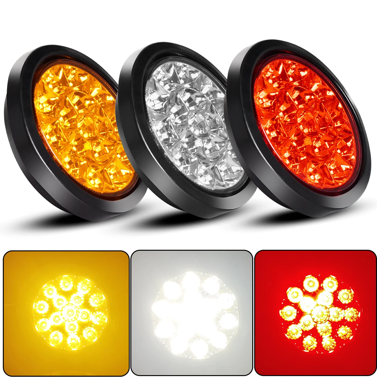 Ultra-Bright 4.37 Inch round LED Tail Light Assembly BA15D 1157 for Trucks Trailers ATV UTV Off-Road Vehicles Brake Warning Ligh