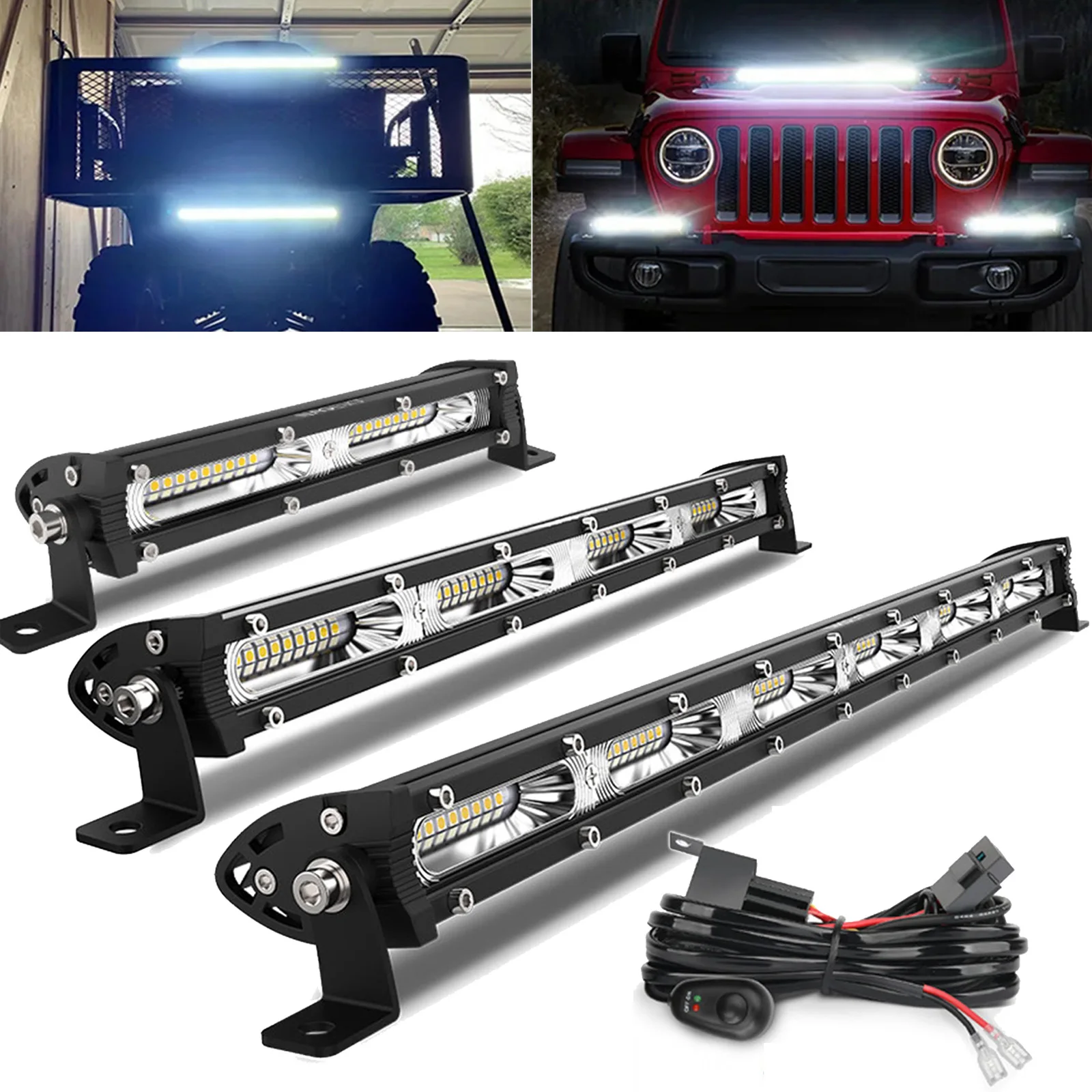 

7 13 20inch Ultra Slim Led light bar 12V 24V Flood Beam Work Light Fog Driving Lamp For Car Truck 4x4 ATV Jeep Offroad Light Bar