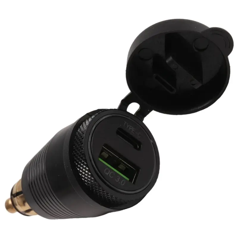 Reliable Motorcycle DIN Plug Waterproof To QC3.0 USB & Type C 30W Power Delivery Adapter Socket