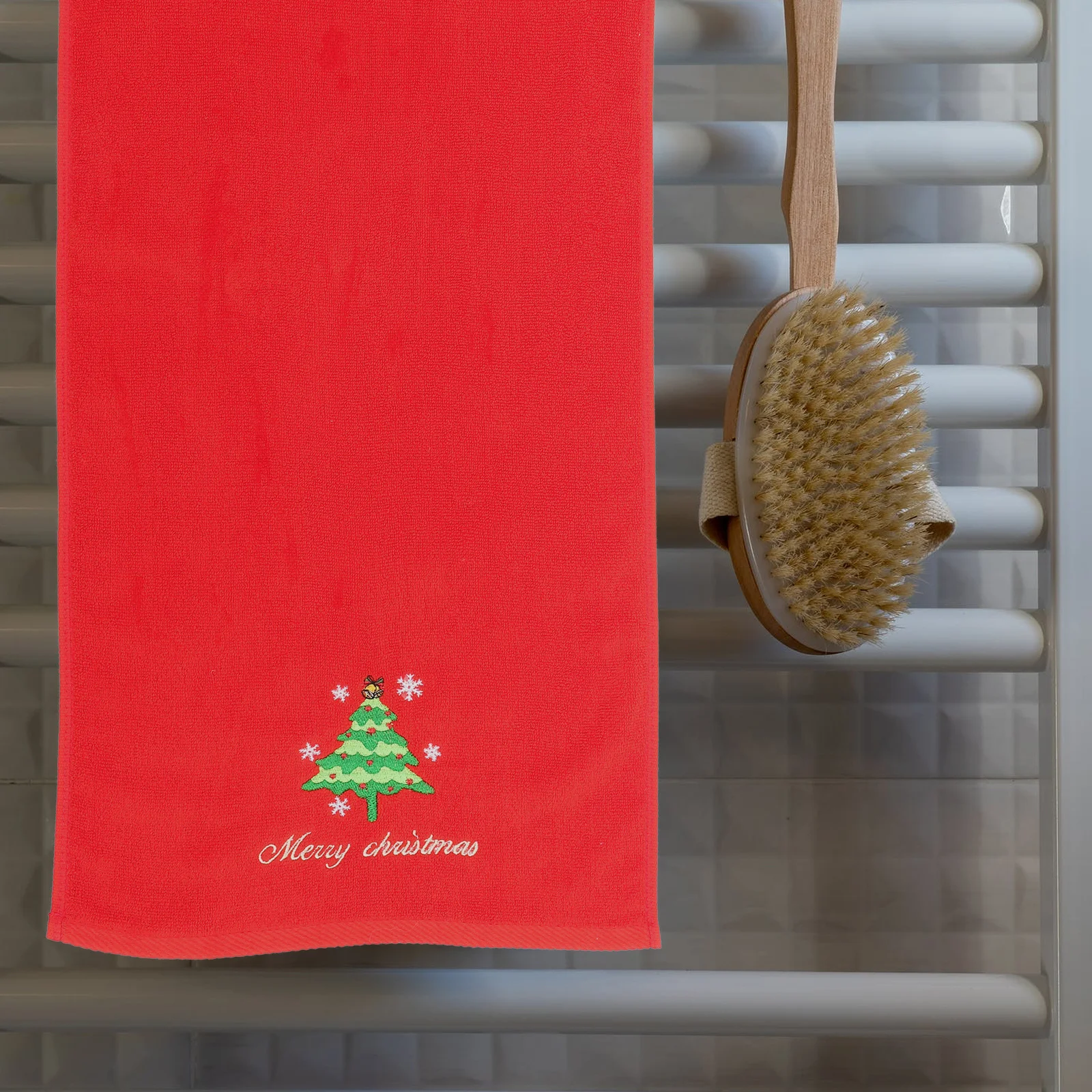 2 قطعة منشفة اليد الصغيرة الحمراء لعيد الميلاد، مناشف حمام عيد الميلاد، مطرزة بشكل إبداعي لطيف