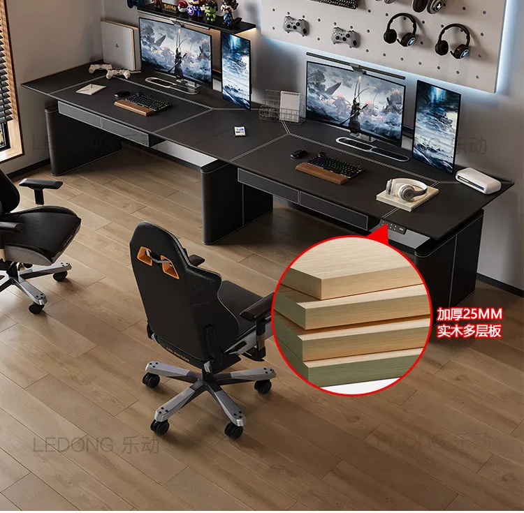 Double electric lifting table, smart computer table, home customizable extended desk workbench