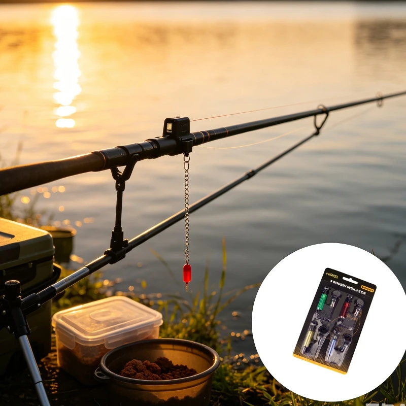 4-Pack Fishing Bobbins Bites Indicators for Stationary Angling, Clip-On Attachments and Flexible Connectors Show 24BD