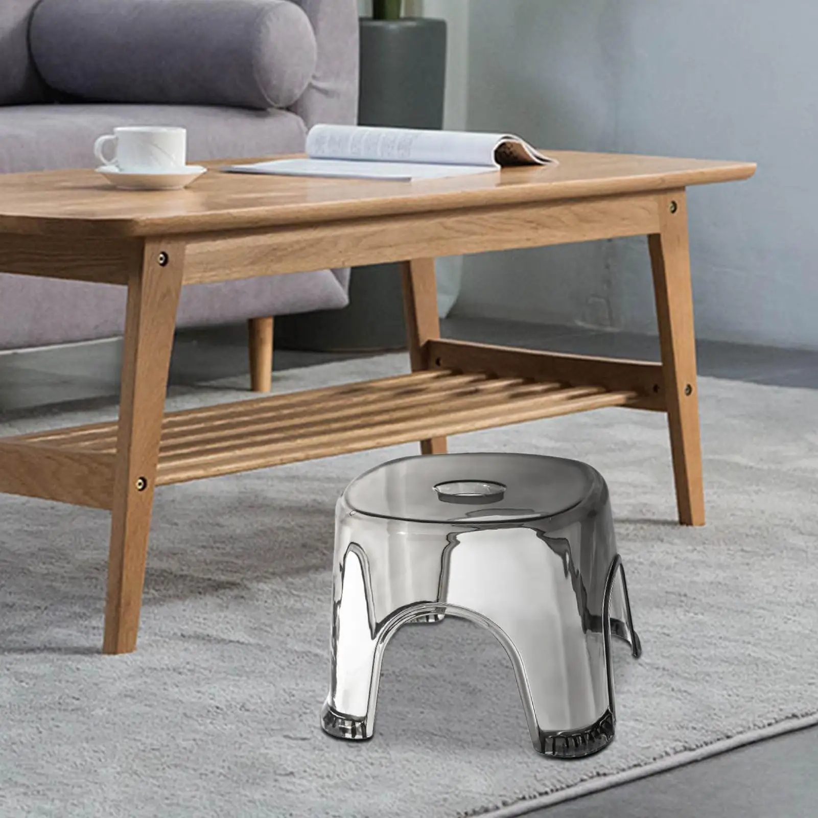 Clear Shower Foot Stool Non-slip Waterproof Transparent Stool Clear Stool for Bathroom Bedside Small Shower Spaces Corner Bench