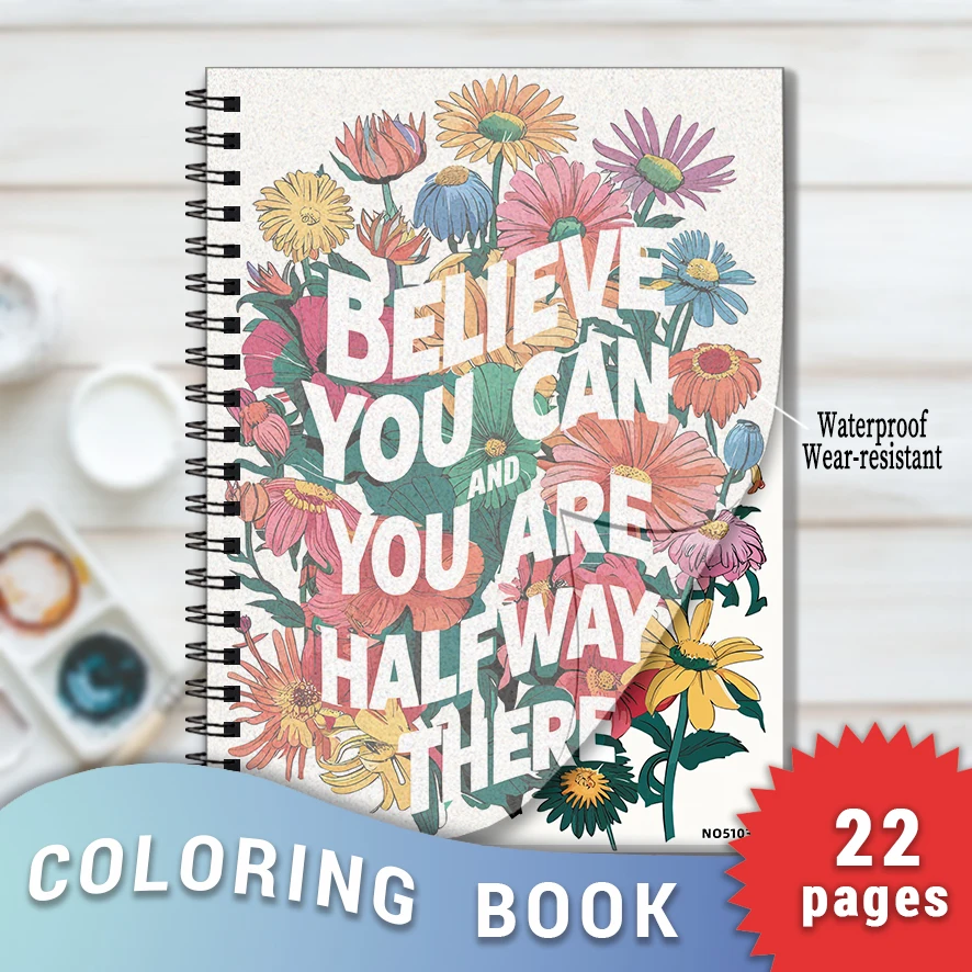 

Adult Quotes Coloring Book - 8.3x 11.2 Inch 22 Page Coloring Book - Helps Reduce Stress and Ease Emotions