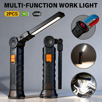 Portable COB LED Flashlight USB Rechargeable Work Light Magnetic Lanterna Hanging Lamp with Built-in Battery Camping Torch